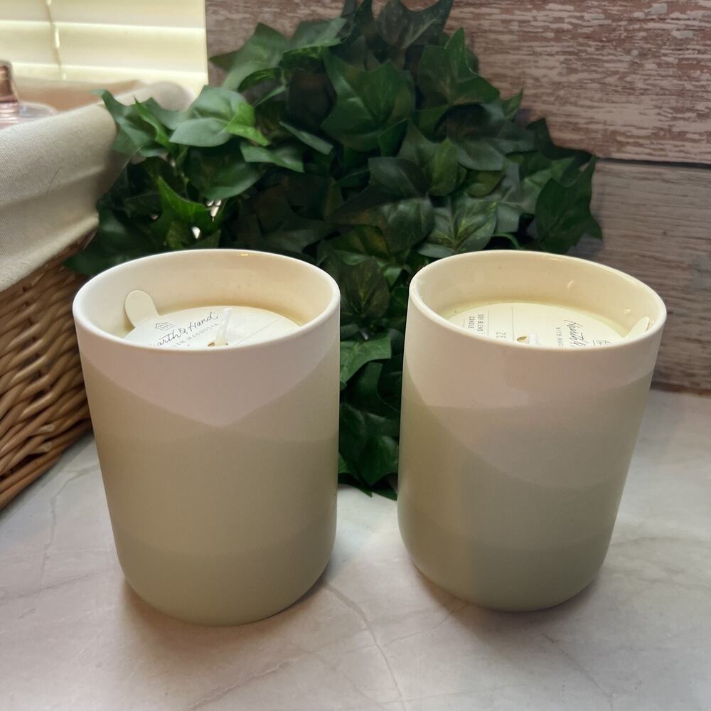 Set of 2 Hearth & Hand with Magnolia ZEST Soy Wax Candles Ceramic NEW